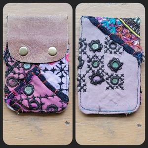 🌎👽 Free People Boho Embroidered Repurposed vtg banjara hippie Wallet card case